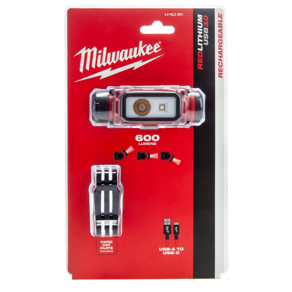 Milwaukee L4 HL2-301 USB Rechargeable Headlamp 600 Lumens