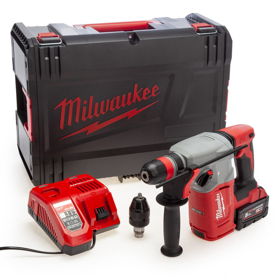 Milwaukee M18 BLHX-501X Brushless 4-Mode SDS Plus Hammer with FixTec Chuck (1 x 5.0Ah Battery)