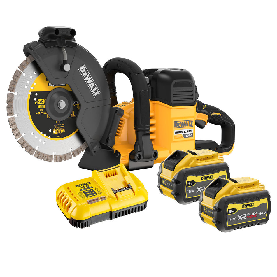 Dewalt DCS691X2 54V XR FlexVolt 230mm Brushless Cut Off Saw (2 x 9.0Ah Batteries)