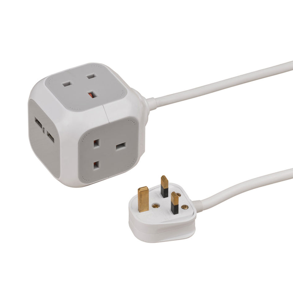 Brennenstuhl 1150103 ALEA-Power 3-Way Extension Cube with 2 x USB Ports 3m