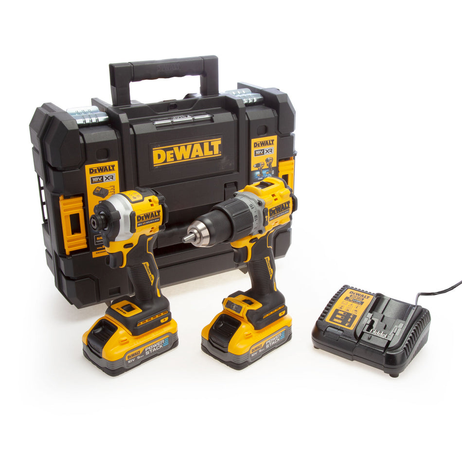 Dewalt DCK2050H2T 18V XR Combi Drill & Impact Driver Powerstack Twin Pack (2 x 5.0Ah Batteries)