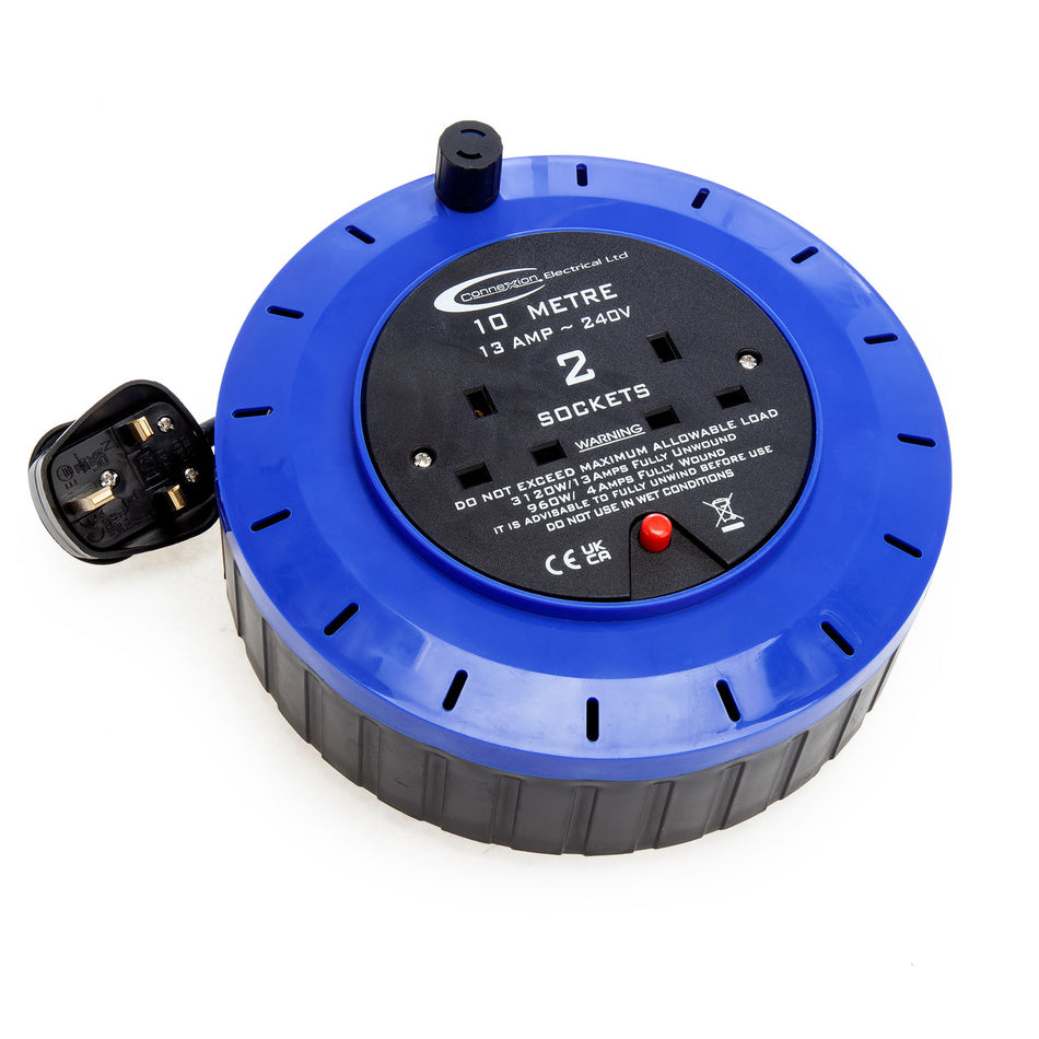 Connexion 5073 Cassette Reel Twin Socket Thermal Cut Out 13A 10 Metres (240V)