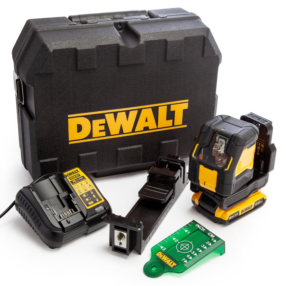 Dewalt DCLE34021D1 18V XR Green Cross Line Laser (1 x 2.0Ah Battery)