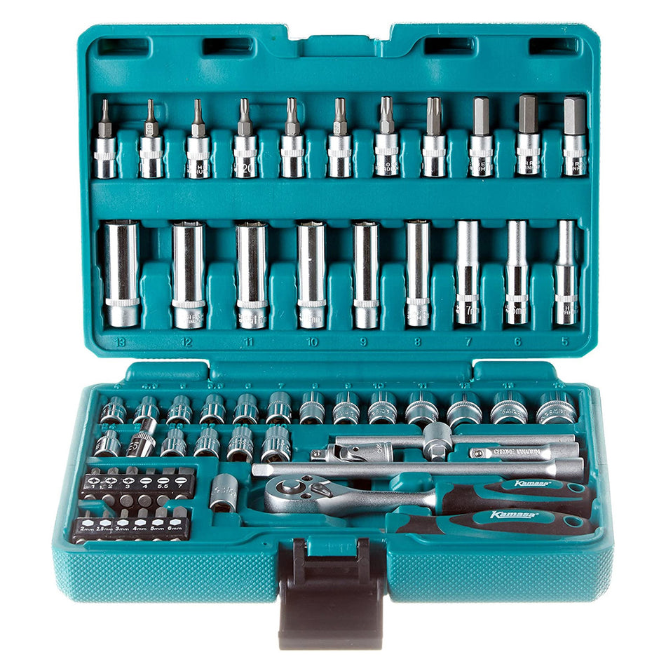 Kamasa 56017 Socket and Bit Set with 1/4" Drive in Case (58 Piece)