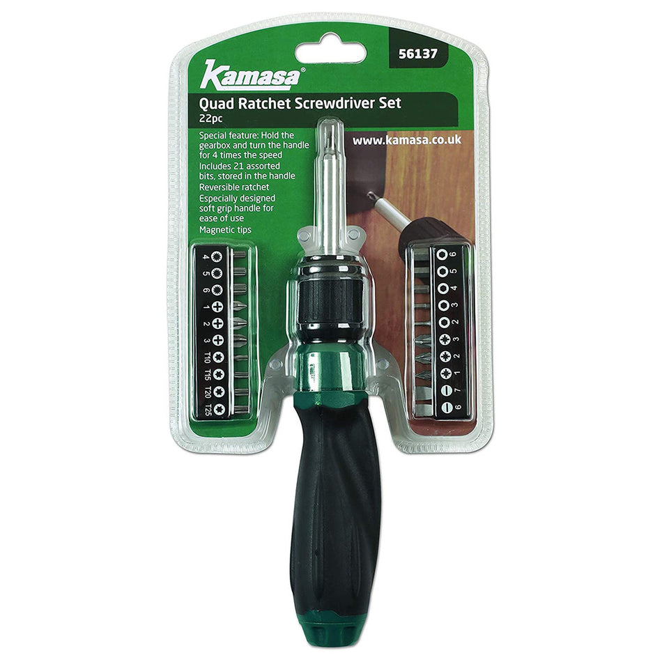 Kamasa 56137 Quad Ratchet Screwdriver Set (22 Piece)