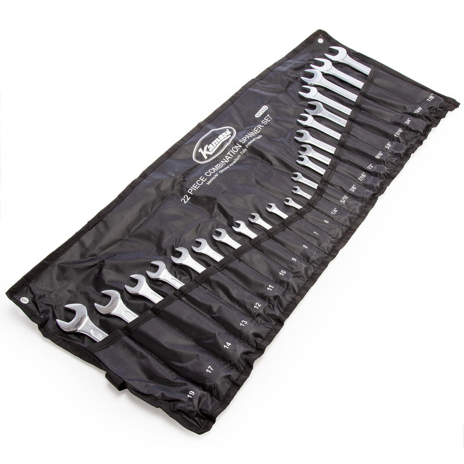 Kamasa SP2422 Metric/Imperial Combination Spanner Set in Wallet (22 Piece)