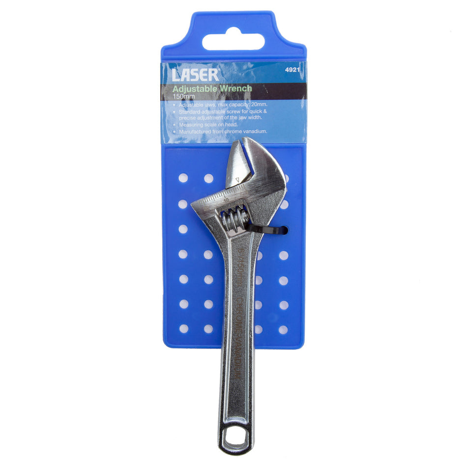 Laser 4921 Adjustable Wrench 6in/150mm - 20mm Jaw Capacity