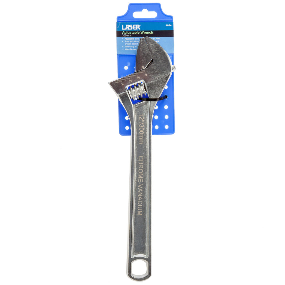 Laser 4924 Adjustable Wrench 12in/300mm - 33.5mm Jaw Capacity