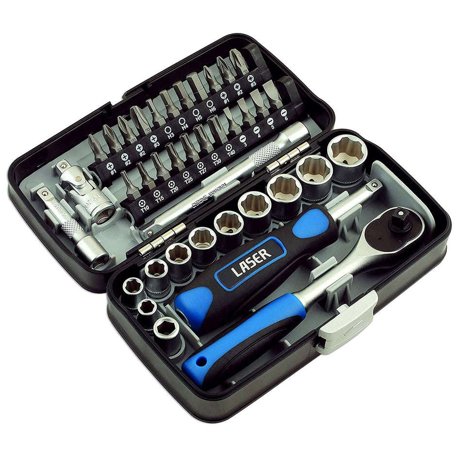 Laser 5960 Socket & Bit Set 1/4" Drive in Case (22 Piece)