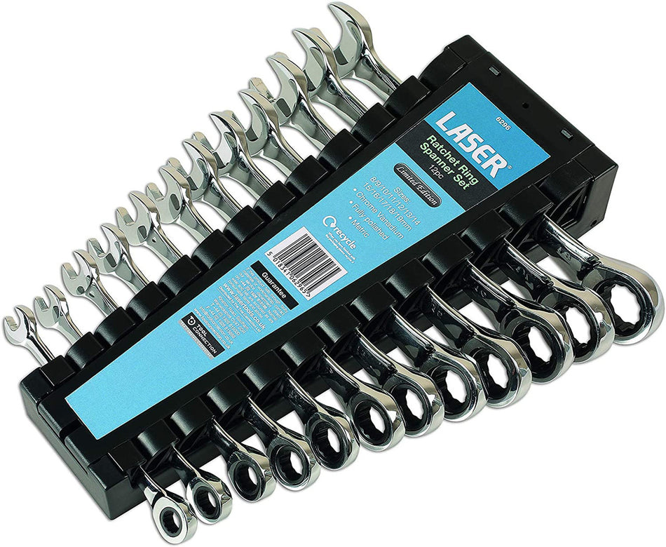 Laser 6296 Metric Ratchet Ring Combination Spanner Set (12 Piece)