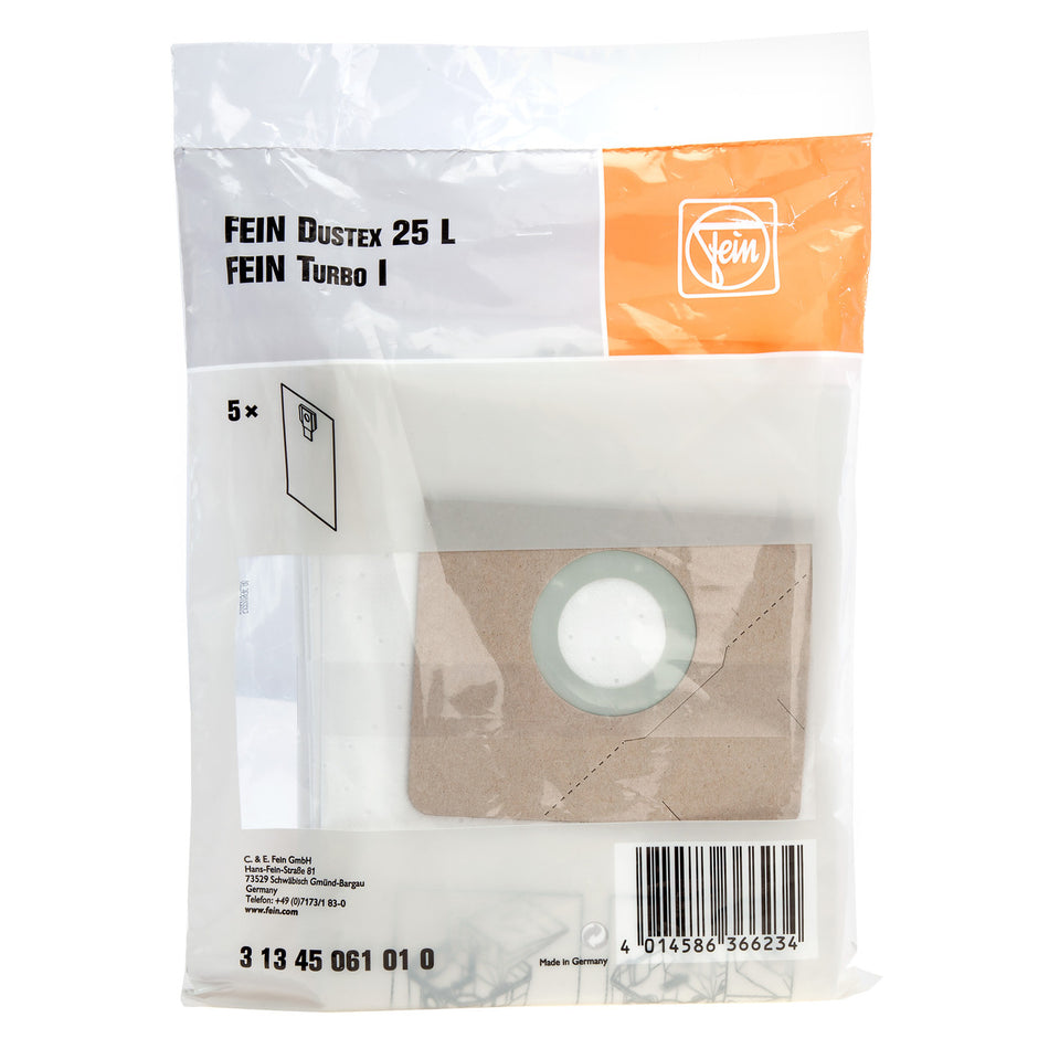 Fein 31345061010 Fleece Filter Bags for Dustex 25L (Pack Of 5)