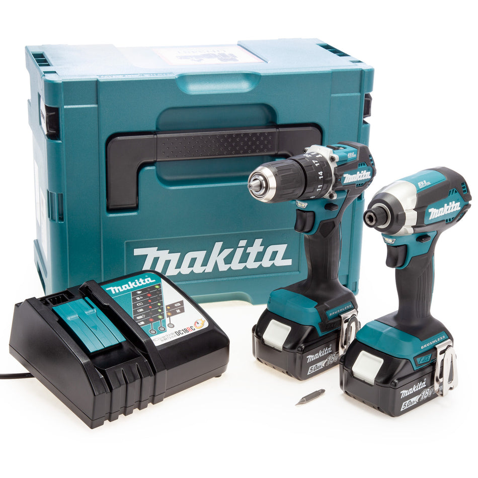 Makita DLX2460TJ 18V LTX Combi Drill and Impact Driver Twin Pack (2 x 5.0Ah Batteries) in MakPac