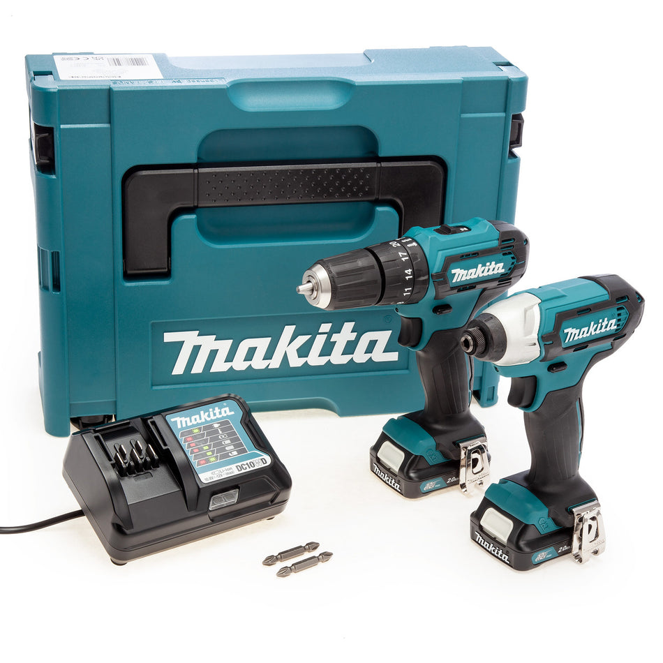 Makita CLX228AJ 12Vmax CXT Combi Drill & Impact Driver Twin Pack (2 x 2.0Ah Batteries)