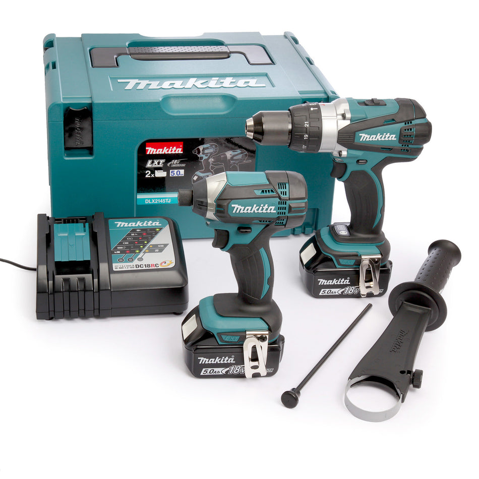 Makita DLX2145TJ 18V Combi Drill & Impact Driver Twin Pack (2 x 5.0Ah Batteries)