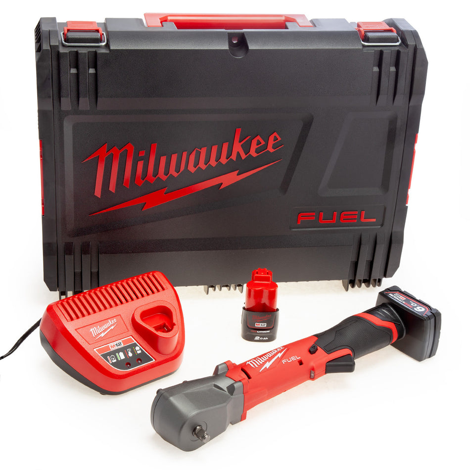 Milwaukee M12 FRAIWF38 FUEL 3/8" Right Angle Impact Wrench (1 x 2.0Ah & 1 x 6.0Ah Batteries)