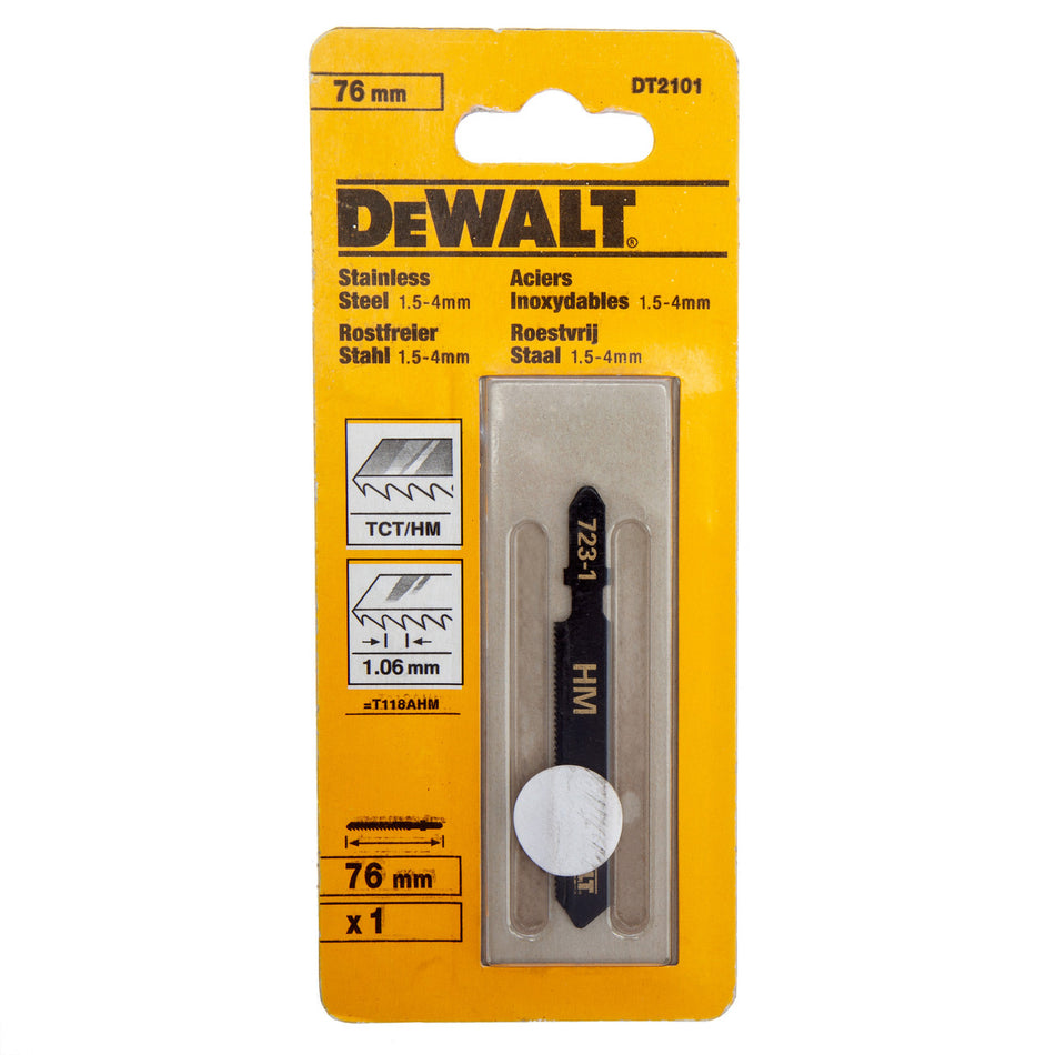 Dewalt DT2101 T118AHM Stainless Steel Cutting Jigsaw Blade 76mm