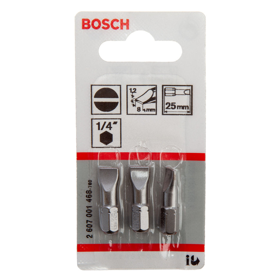 Bosch 2607001468 Extra Hard Slotted Screwdriver Bits 25mm (Pack Of 3)