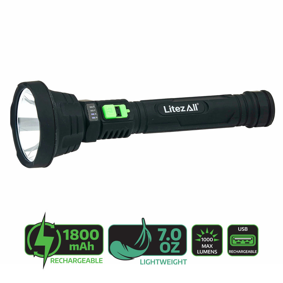 LitezAll 25201 Rechargeable UltraLite Torch 1000 Lumens