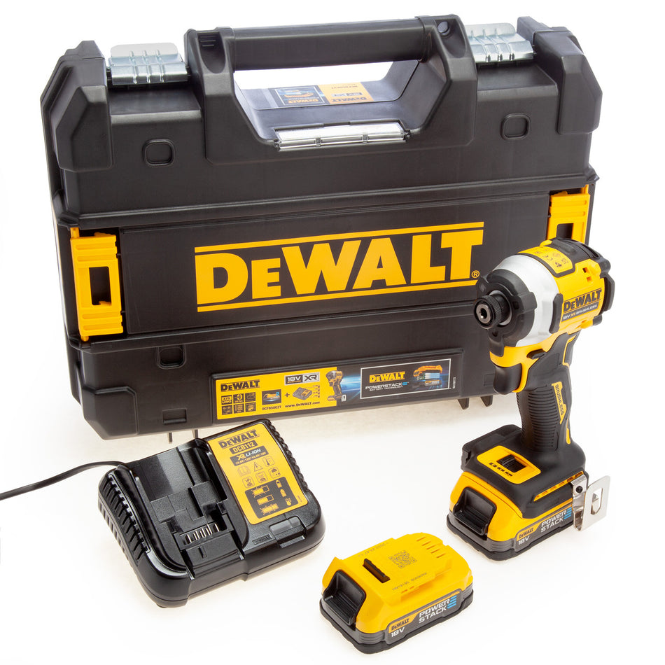 Dewalt DCF850E2T 18V XR Ultra Compact Brushless Impact Driver (2 x 1.7Ah Powerstack Batteries)