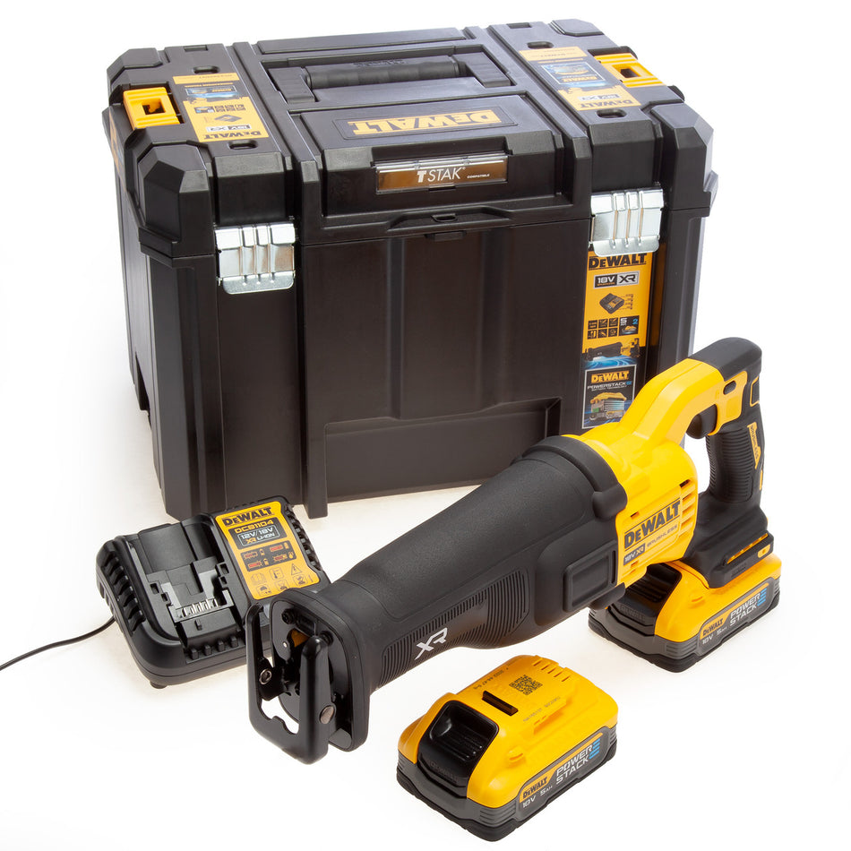 Dewalt DCS386H2T 18V XR Brushless Reciprocating Saw (2 x 5.0Ah Powerstack Batteries)