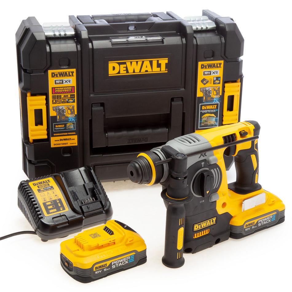 Dewalt DCH273H2T 18V XR Brushless SDS Plus Hammer Drill (2 x 5.0Ah Powerstack Batteries)