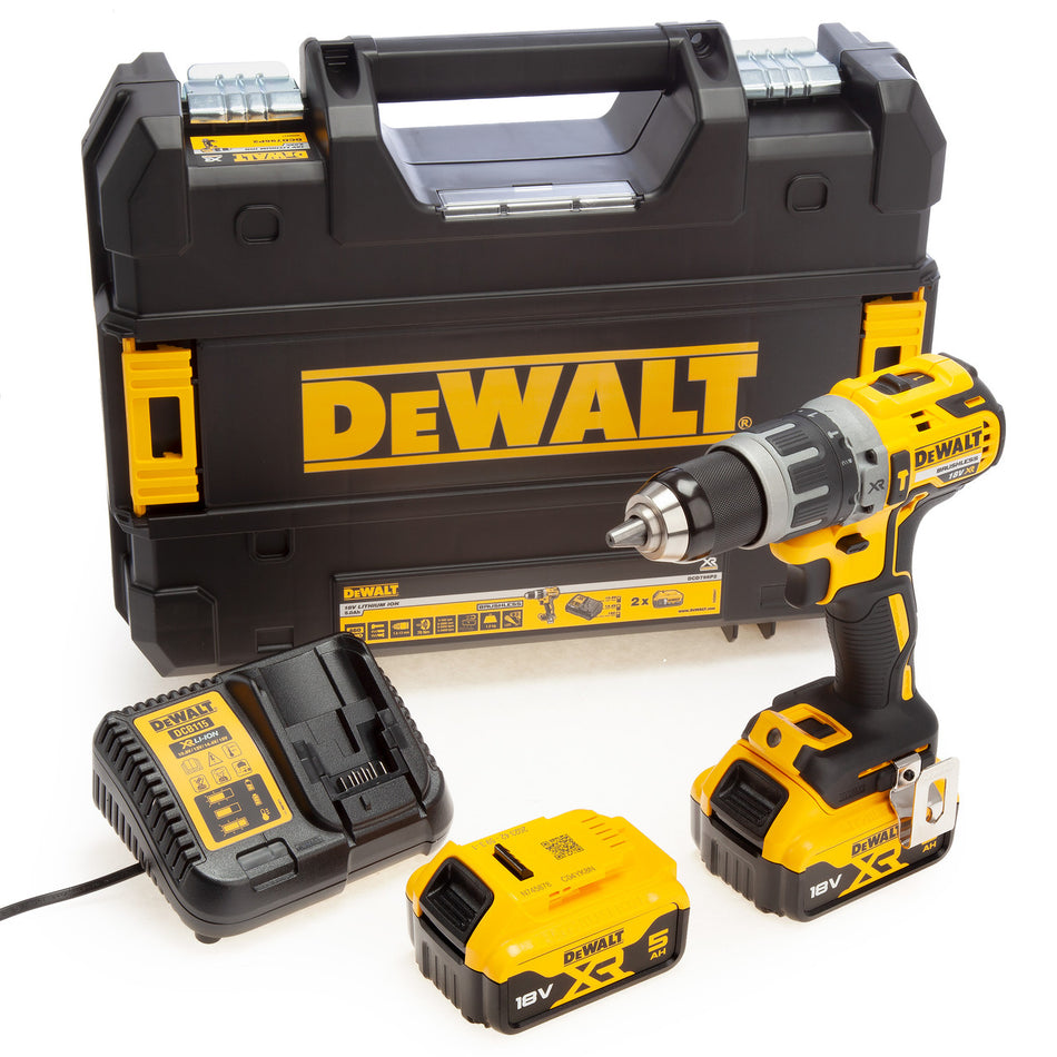 Dewalt DCD796P2 18V XR Brushless Combi Drill (2 x 5.0Ah Batteries) in TStak Case