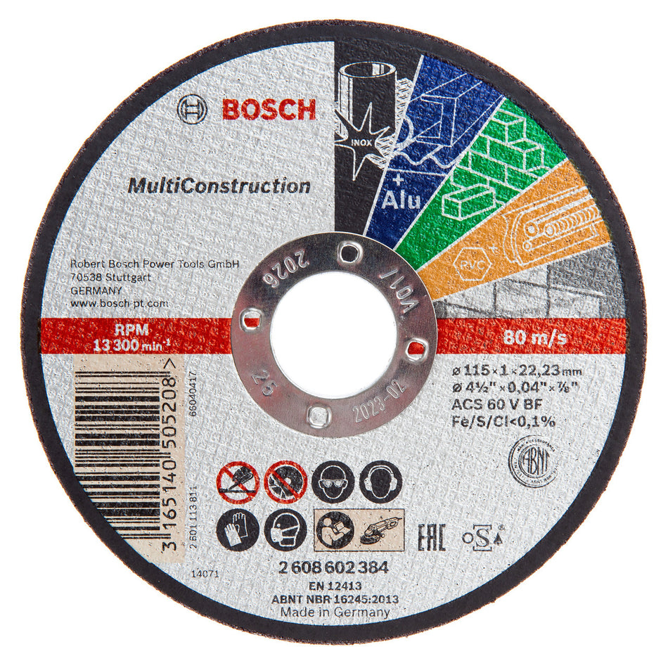 Bosch 2608602384 Multi Construction Rapido Straight Cutting Disc 115mm