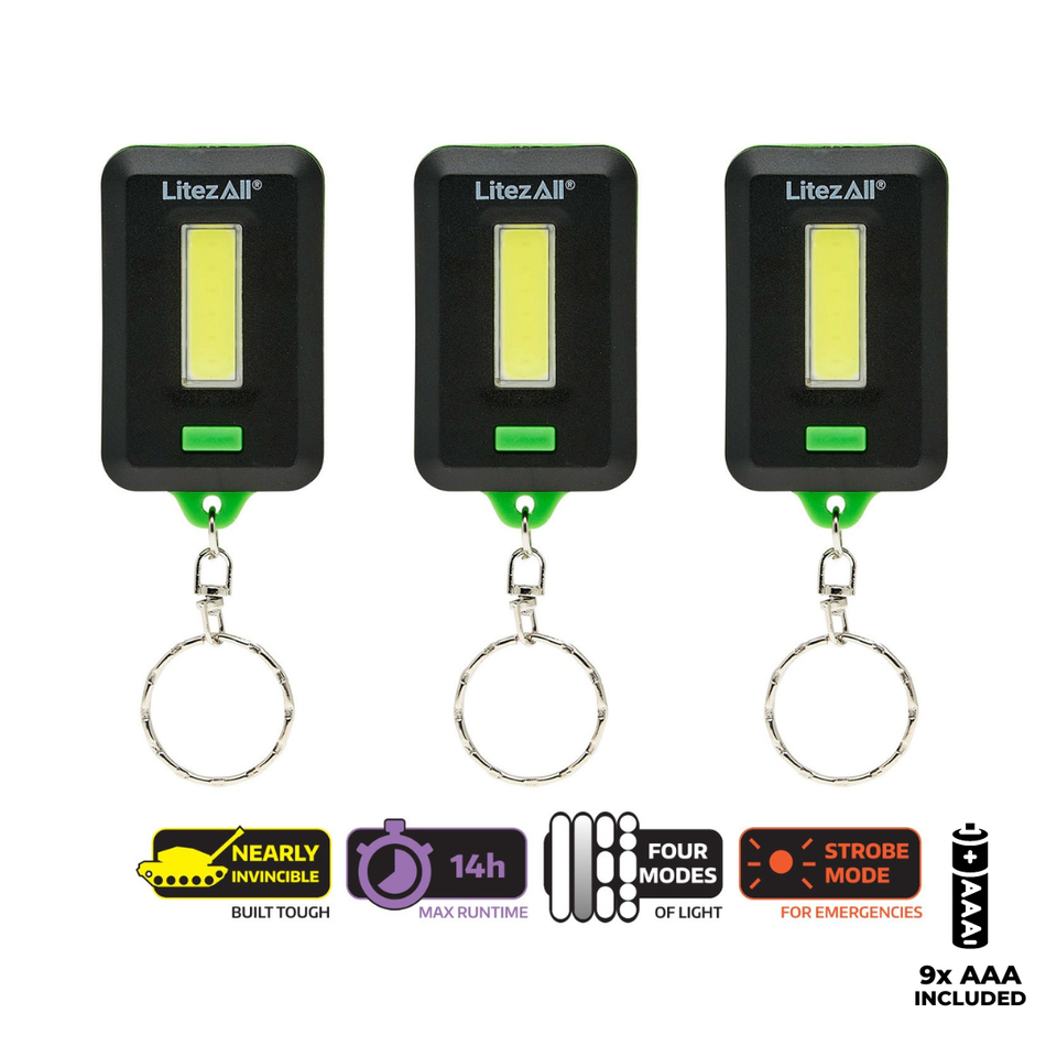 LitezAll 24389 CobFob Tactical Keychain 120 Lumens (3 Pack)